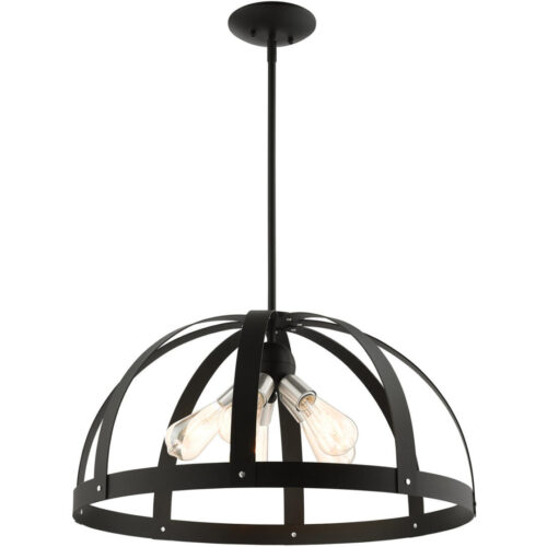 49645-14 5 Light Textured Black Pendant Chandelier-Lighting LumensChandeliers