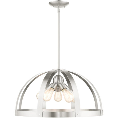 49645-91 5 Light Brushed Nickel Pendant Chandelier-Lighting LumensChandeliers