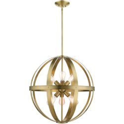 49646-01 6 Light Antique Brass Pendant Chandelier-Lighting LumensChandeliers