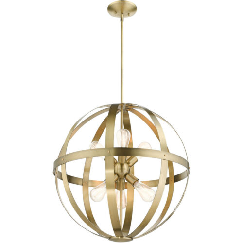 49646-01 6 Light Antique Brass Pendant Chandelier-Lighting LumensChandeliers