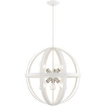 49646-13 6 Light Textured White with Brushed Nickel Finish Cluster Pendant Chandelier-Lighting LumensChandeliers