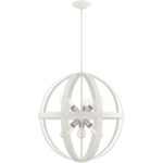 49646-13 6 Light Textured White with Brushed Nickel Finish Cluster Pendant Chandelier-Lighting LumensChandeliers