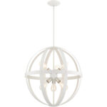 49646-13 6 Light Textured White with Brushed Nickel Finish Cluster Pendant Chandelier-Lighting LumensChandeliers