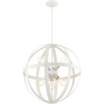 49646-13 6 Light Textured White with Brushed Nickel Finish Cluster Pendant Chandelier-Lighting LumensChandeliers