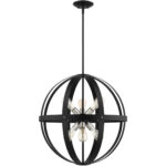 49646-14 6 Light Textured Black Pendant Chandelier-Lighting LumensChandeliers