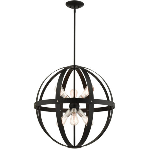 49646-14 6 Light Textured Black Pendant Chandelier-Lighting LumensChandeliers