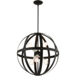 49646-14 6 Light Textured Black Pendant Chandelier-Lighting LumensChandeliers