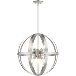 49646-91 6 Light Brushed Nickel Pendant Chandelier-Lighting LumensChandeliers