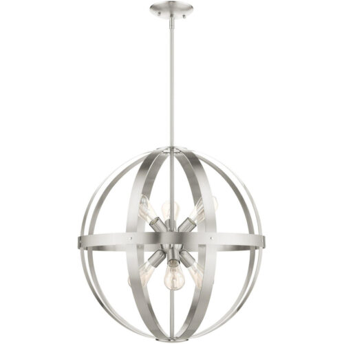 49646-91 6 Light Brushed Nickel Pendant Chandelier-Lighting LumensChandeliers