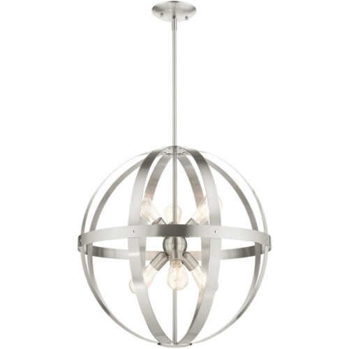 49646-91 6 Light Brushed Nickel Pendant Chandelier-Lighting LumensChandeliers