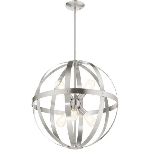 49646-91 6 Light Brushed Nickel Pendant Chandelier-Lighting LumensChandeliers