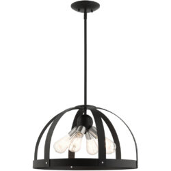 49647-14 4 Light Textured Black Pendant Chandelier-Lighting LumensChandeliers