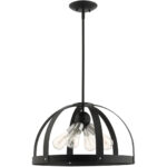 49647-14 4 Light Textured Black Pendant Chandelier-Lighting LumensChandeliers