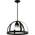 49647-14 4 Light Textured Black Pendant Chandelier-Lighting LumensChandeliers