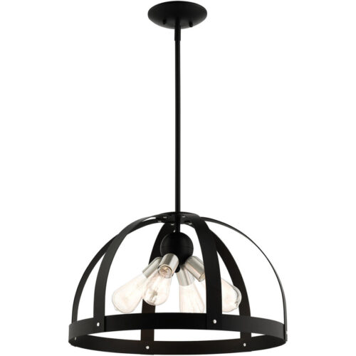 49647-14 4 Light Textured Black Pendant Chandelier-Lighting LumensChandeliers