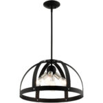 49647-14 4 Light Textured Black Pendant Chandelier-Lighting LumensChandeliers