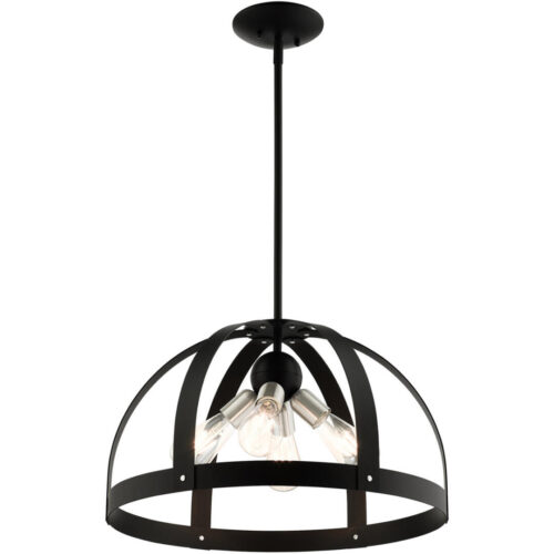 49647-14 4 Light Textured Black Pendant Chandelier-Lighting LumensChandeliers