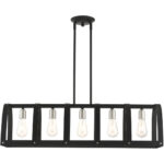 49649-14 5 Light Textured Black Linear Chandelier-Lighting LumensChandeliers