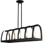 49649-14 5 Light Textured Black Linear Chandelier-Lighting LumensChandeliers