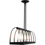 49649-14 5 Light Textured Black Linear Chandelier-Lighting LumensChandeliers