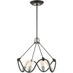 49733-14 4 Light Textured Black with Brushed Nickel Accents Chandelier-Lighting LumensChandeliers