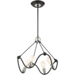 49733-14 4 Light Textured Black with Brushed Nickel Accents Chandelier-Lighting LumensChandeliers