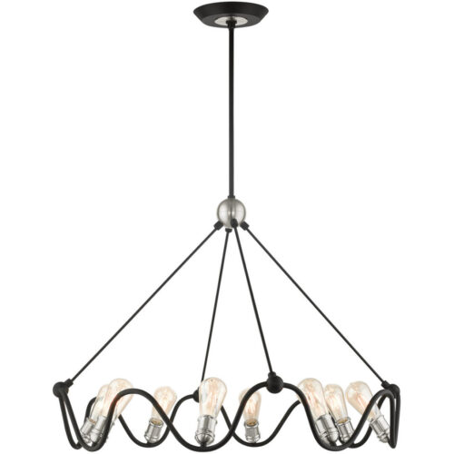 49736-14 8 Light Textured Black with Brushed Nickel Accents Chandelier-Lighting LumensChandeliers