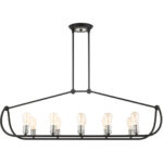 49738-14 10 Light Textured Black with Brushed Nickel Accents Linear Chandelier-Lighting LumensChandeliers