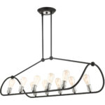 49738-14 10 Light Textured Black with Brushed Nickel Accents Linear Chandelier-Lighting LumensChandeliers