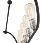 49738-14 10 Light Textured Black with Brushed Nickel Accents Linear Chandelier-Lighting LumensChandeliers