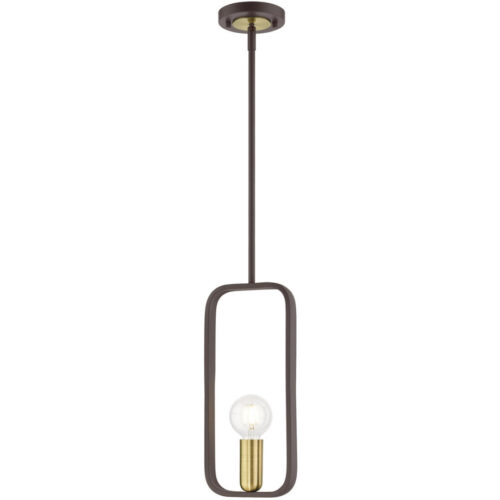 49741-07 1 Light Bronze with Antique Brass Accents Pendant-Lighting LumensPendant Lights