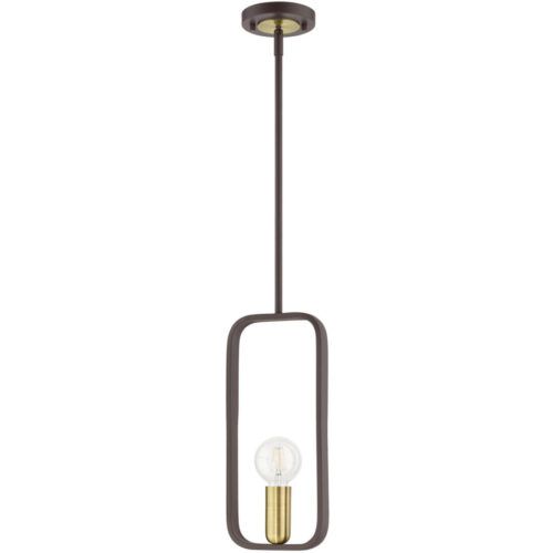 49741-07 1 Light Bronze with Antique Brass Accents Pendant-Lighting LumensPendant Lights