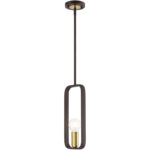 49741-07 1 Light Bronze with Antique Brass Accents Pendant-Lighting LumensPendant Lights