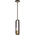 49741-07 1 Light Bronze with Antique Brass Accents Pendant-Lighting LumensPendant Lights