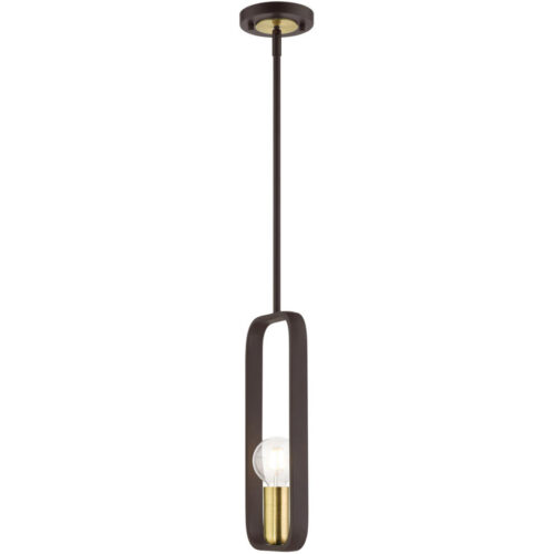 49741-07 1 Light Bronze with Antique Brass Accents Pendant-Lighting LumensPendant Lights