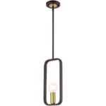 49741-07 1 Light Bronze with Antique Brass Accents Pendant-Lighting LumensPendant Lights