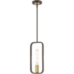 49741-07 1 Light Bronze with Antique Brass Accents Pendant-Lighting LumensPendant Lights