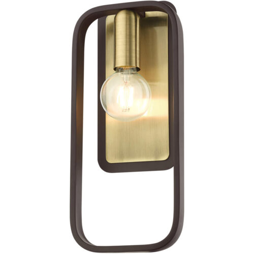 49742-07 1 Light Bronze with Antique Brass Accents ADA Single Sconce-Lighting LumensWall Sconces