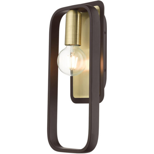 49742-07 1 Light Bronze with Antique Brass Accents ADA Single Sconce-Lighting LumensWall Sconces