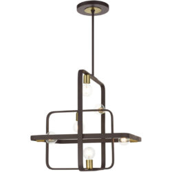 49745-07 6 Light Bronze with Antique Brass Accents Chandelier-Lighting LumensChandeliers