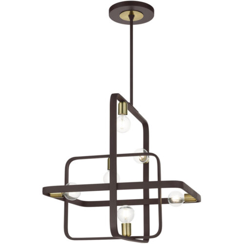 49745-07 6 Light Bronze with Antique Brass Accents Chandelier-Lighting LumensChandeliers