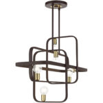 49748-07 6 Light Bronze with Antique Brass Accents Linear Chandelier-Lighting LumensChandeliers