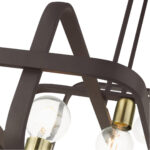 49748-07 6 Light Bronze with Antique Brass Accents Linear Chandelier-Lighting LumensChandeliers