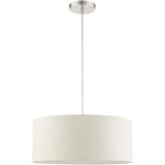 49802-91 3 Light Brushed Nickel Drum Pendant-Lighting LumensPendant Lights