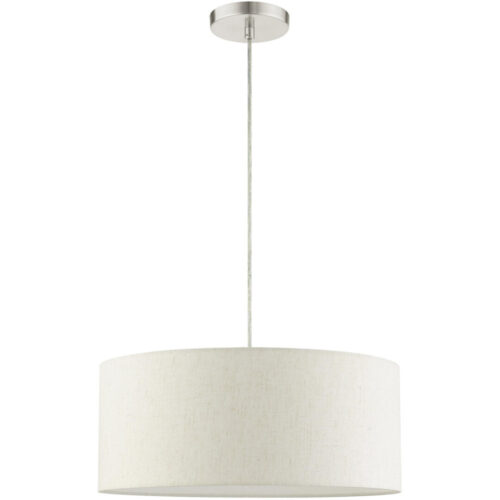 49802-91 3 Light Brushed Nickel Drum Pendant-Lighting LumensPendant Lights