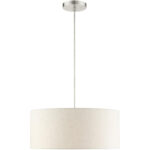 49802-91 3 Light Brushed Nickel Drum Pendant-Lighting LumensPendant Lights