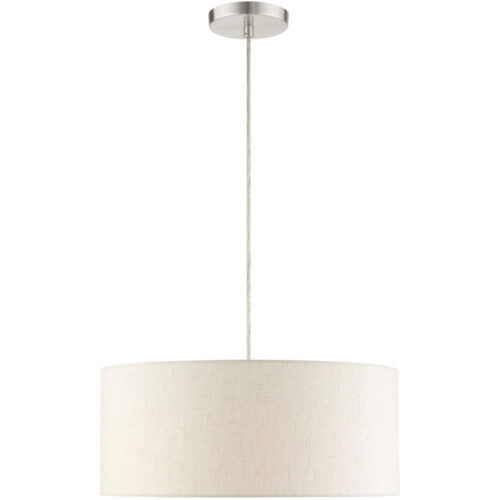 49802-91 3 Light Brushed Nickel Drum Pendant-Lighting LumensPendant Lights