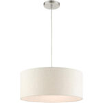 49802-91 3 Light Brushed Nickel Drum Pendant-Lighting LumensPendant Lights