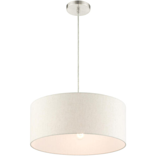 49802-91 3 Light Brushed Nickel Drum Pendant-Lighting LumensPendant Lights