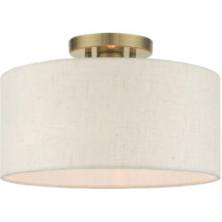 49809-01 1 Light Antique Brass Semi Flush-Lighting LumensSemi Flush